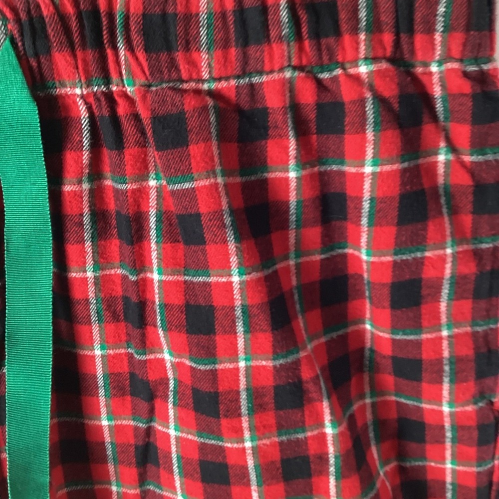 Lands End Plaid Pajama Pants Women L 14 16 Red  Green Flannel Drawstring Pockets - Picture 3 of 8